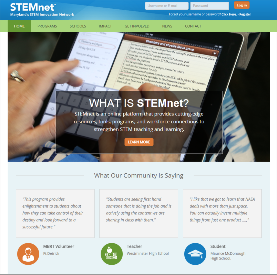 Screenshot of STEMnet