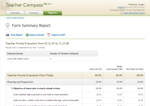 Screenshot of Teacher Compass